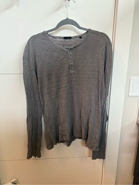 ATM Anthony Thomas Melillo Men's Washed Gray Long-Sleeve Henley